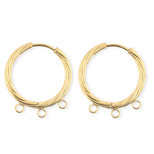 BY31&reg; Fornituras Acero Inox pendientes espiral&nbsp;con 3 anillas Dorado