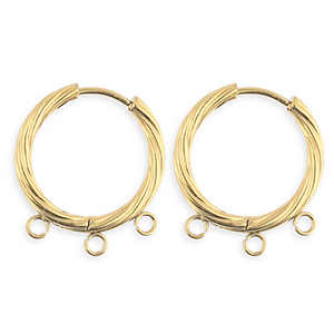 BY31&reg; Fornituras Acero Inox pendientes espiral&nbsp;con 3 anillas Dorado