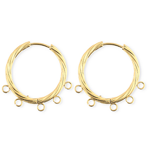 BY31&reg; Fornituras Acero Inox pendientes espiral&nbsp;con 5 anillas Dorado
