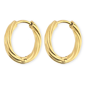 BY31&reg; Pendientes Acero Inox criollas espiral Dorado