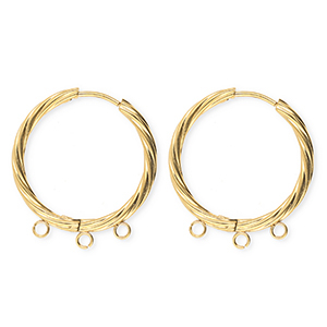 BY31&reg; Fornituras Acero Inox pendientes espiral&nbsp;con 3 anillas Dorado