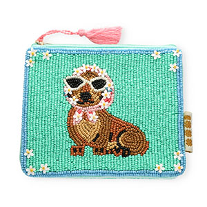 BY31&reg; Neceser perrito salchicha con flores Verde menta-marr&oacute;n-azul claro-rosa-blanco