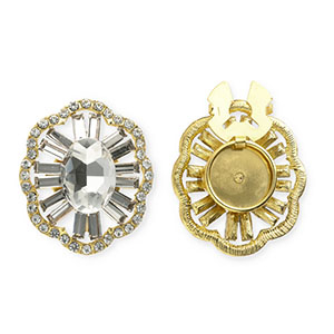 Cubrebotones &oacute;valo faceteados con strass Dorado-cristal