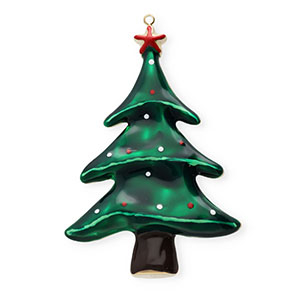 Colgantes Acero Inox con esmalte &aacute;rbol navide&ntilde;o Dorado-verde oscuro-marr&oacute;n-rojo-blanco
