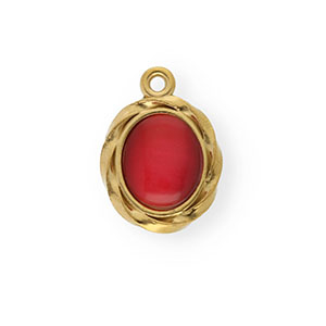 Colgantes Acero Inox con esmalte &oacute;valo Dorado-rojo