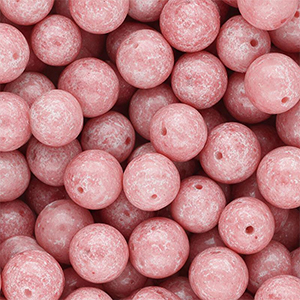 Abalorios de vidrio 12 mm Rosa vintage-blanco
