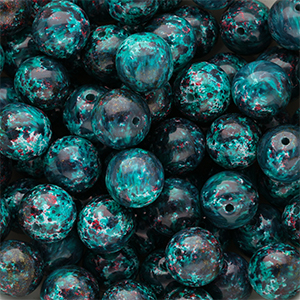 Abalorios de vidrio 12 mm Teal multicolor