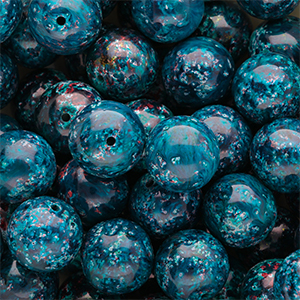 Abalorios de vidrio 14 mm Teal multicolor