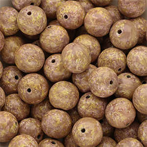 Abalorios de vidrio 12 mm Marr&oacute;n claro-amarillo-blanco