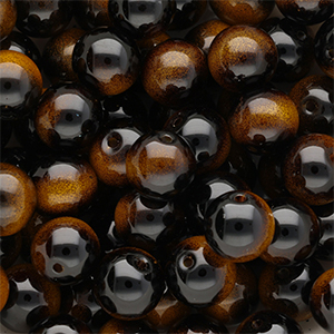 Abalorios de vidrio 12 mm Negro-amarillo &aacute;mbar