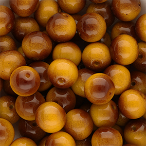 Abalorios de vidrio 12 mm Marr&oacute;n-amarillo &aacute;mbar