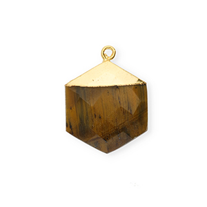 Colgante de piedra natural Ojo de tigre hex&aacute;gono Marr&oacute;n dorado-dorado