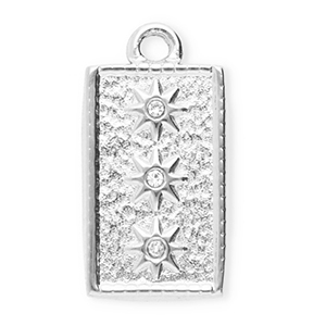 Colgantes Acero Inox con strass rect&aacute;ngulo con estrellas Plateado-cristal