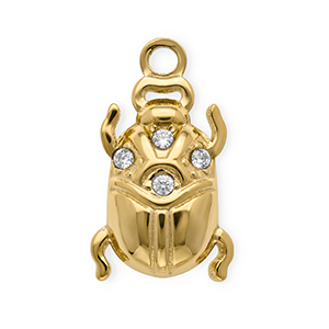 Colgantes Acero Inox con strass escarabajo Dorado-cristal