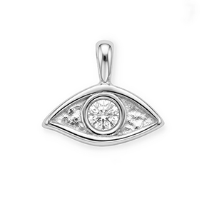 Colgantes Acero Inox con strass ojo Plateado-cristal