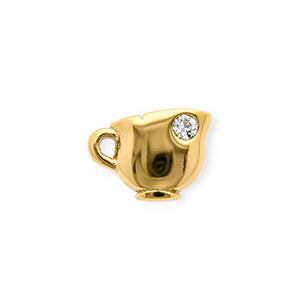Colgantes Acero Inox con strass taza Dorado-cristal
