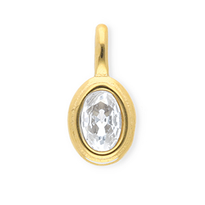 Colgantes Acero Inox con strass &oacute;valo Dorado-cristal