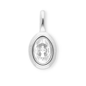 Colgantes Acero Inox con strass &oacute;valo Plateado-cristal