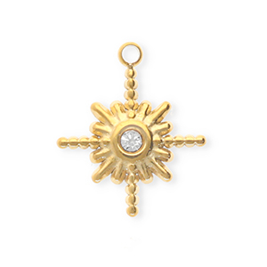 Colgantes Acero Inox con strass estrella Dorado-cristal