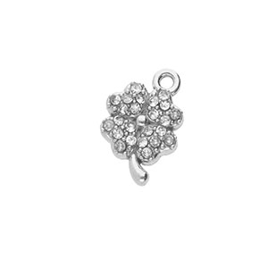 Colgantes Acero Inox con strass tr&eacute;bol Plateado-cristal