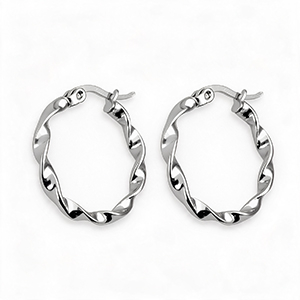 Pendientes Acero Inox Criolla 25mm twist Plateado
