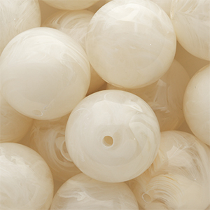 Abalorios acr&iacute;lico 24 mm redondos Blancuzco-blanco m&aacute;rmol