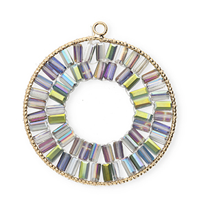 Colgantes faceteados redondos Dorado-verde-cubierta AB