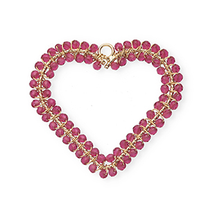 Colgantes faceteados coraz&oacute;n Dorado-rosa magenta