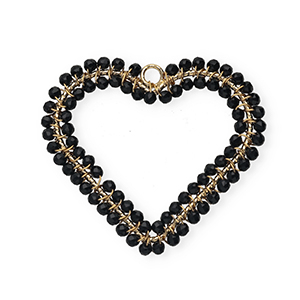 Colgantes faceteados coraz&oacute;n Dorado-negro