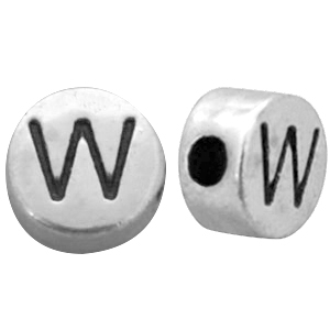 Abalorios letras met&aacute;licos DQ W Plata vieja (sin n&iacute;quel)