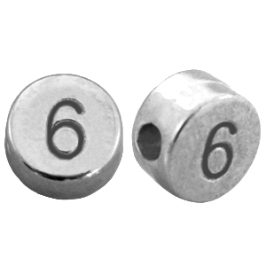 Abalorios n&uacute;meros met&aacute;licos DQ # 6 Plata vieja (sin n&iacute;quel)