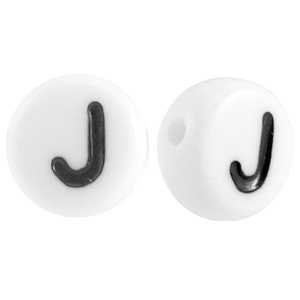 Abalorios alfabeto acr&iacute;lico letra J blanco