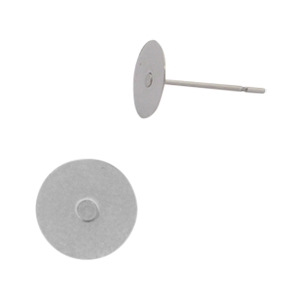 Pendientes base de acero inox para cabuch&oacute;n 7mm y base plana SS34 Plateado