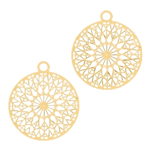 Colgantes bohemios redondos con anilla 13mm oro