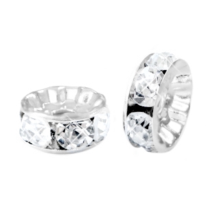 Abalorios Strass rondeles 8mm plata-cristal