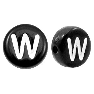 Abalorios alfabeto acr&iacute;lico letra W negro