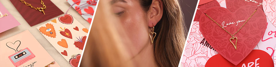 Tarjetas de joyer&iacute;a y dijes DQ coraz&oacute;n para San Valent&iacute;n