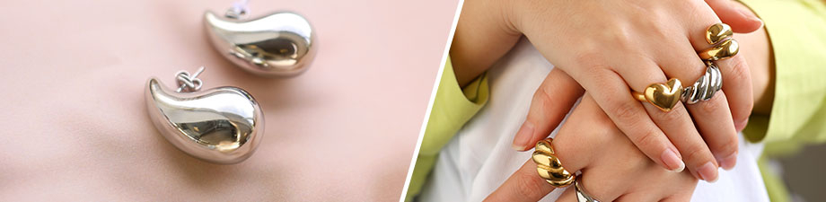 Nueva línea de pendientes y anillos de acero inoxidable Nueva línea de pendientes y anillos de acero inoxidable