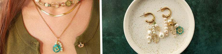 &iexcl;Wow! Brillantes abalorios acr&iacute;licos con detalles dorados