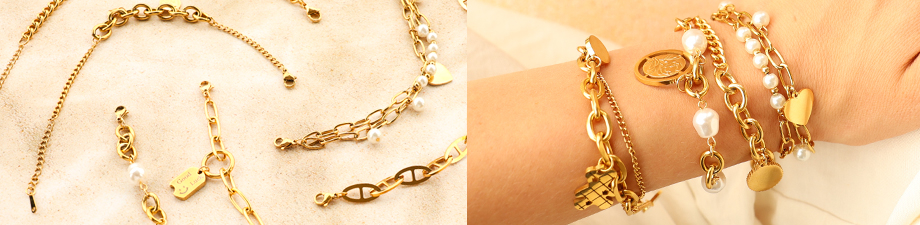 Pulseras de acero inox y gancho de pulsera